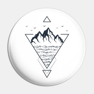 Nature. Mountains. Double Exposure. Geometric Style Pin