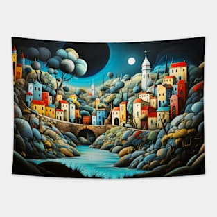 City Landscape Concept Abstract Colorful Scenery Painting Tapestry