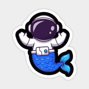 Astronaut Mermaid Cartoon Magnet