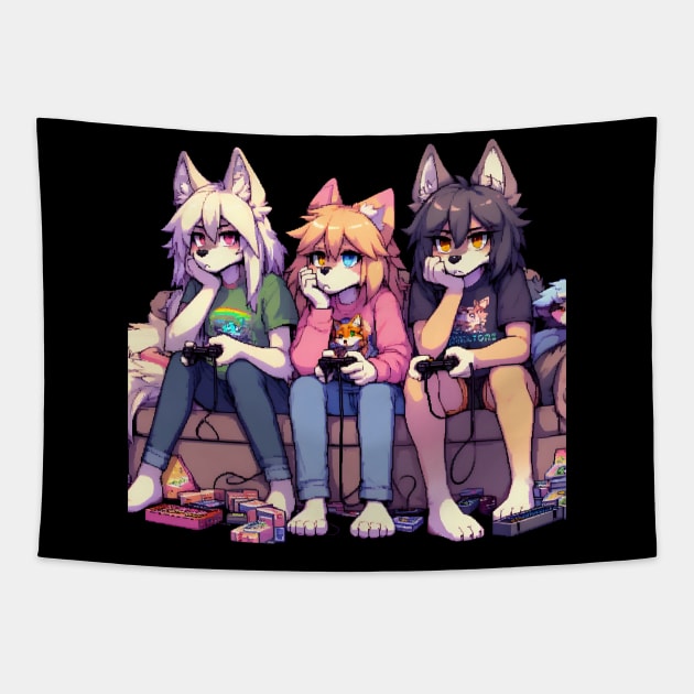 furry fandom - furryart anthro furry fandom Tapestry by vaporgraphic