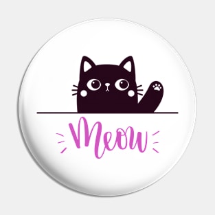 CUTE BLACK CAT MEOW Pin