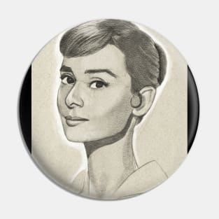 Audrey Hepburn Portrait Drawing Pin