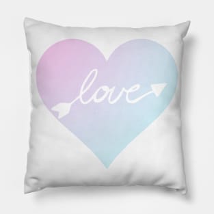 Pink and blue ombre heart with the word love Pillow