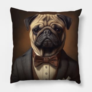 Pug Dog in Suit Pillow