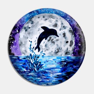 Dolphin Ocean and Moon Pin