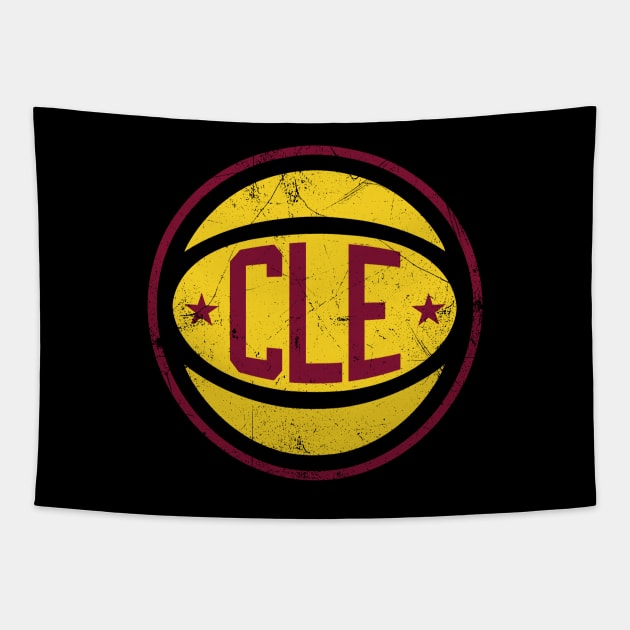 Cleveland Retro Ball - Black Tapestry by KFig21