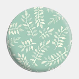 Painted Leaves - a pattern in cream on soft mint green Pin