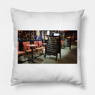 Paris Cafe and Happy Hour at Night Pillow