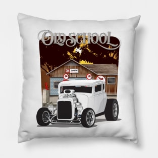 White 1932 Chevy 5 Window Coupe Hot Rod Old School Print Pillow