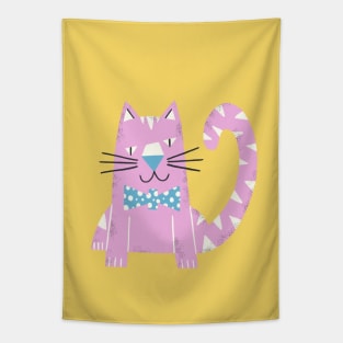 Smiling Tiger with a Bow Tapestry