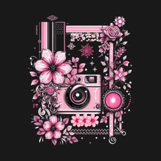 Black and pink with flowers T-Shirt