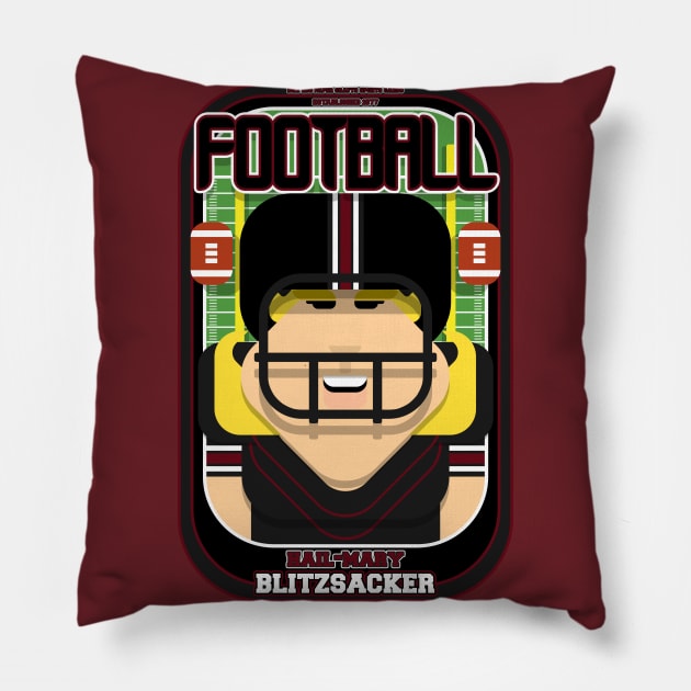 American Football Black and Maroon - Hail-Mary Blitzsacker - Hazel version Pillow by Boxedspapercrafts