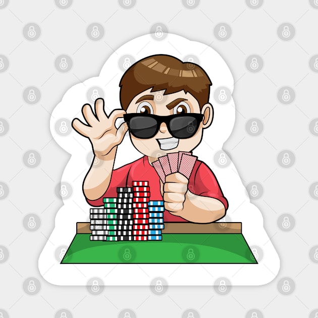 Poker player at Poker with Sunglasses Magnet by Markus Schnabel