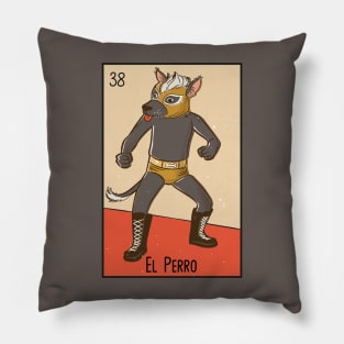 El Perro Mexicano // Mexican Luchador Dog Loteria Card Pillow