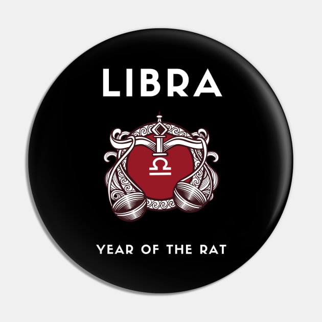 LIBRA / Year of the RAT Pin by KadyMageInk