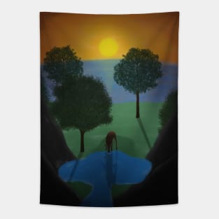 Sunset drawing Tapestry