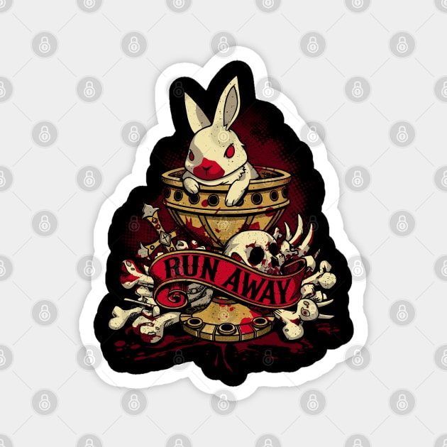 Run Away - Deadly Cute Geek Movie Rabbit Magnet by Snouleaf