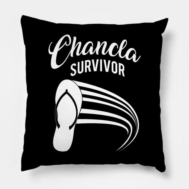 Chancla Survivor Hispanic Culture Pillow by levitskydelicia