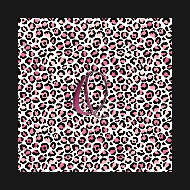 Letter Q Monogram & Pink Leopard Print by kansaikate