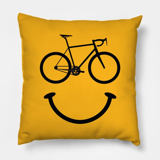 Bicycle Smiley Face Pillow by ClarkStreetPress