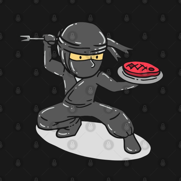Cool BBQ Meat Dining Ninja by Shirtbubble