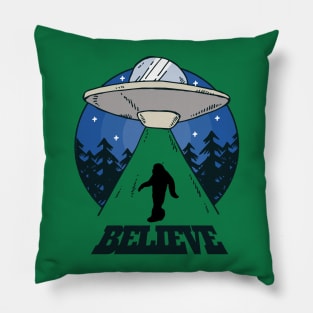 Bigfoot UFO Believe Conspiracy Theory Pillow