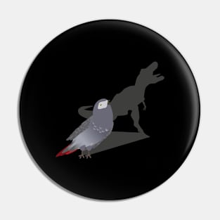 African Grey Parrot T-Rex Dinosaur Shadow and Pet Birds Pin