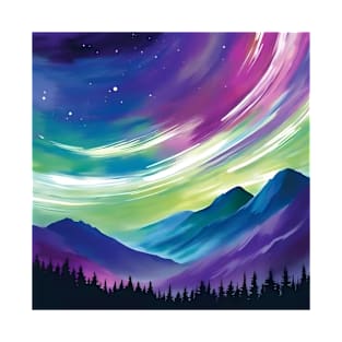 Frozen Night Sky Aurora T-Shirt T-Shirt