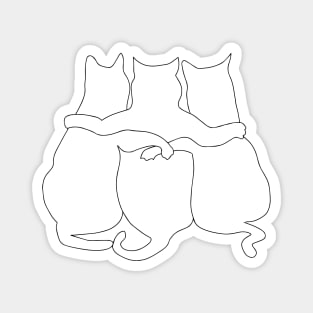 3 Cats Together Line Art Magnet