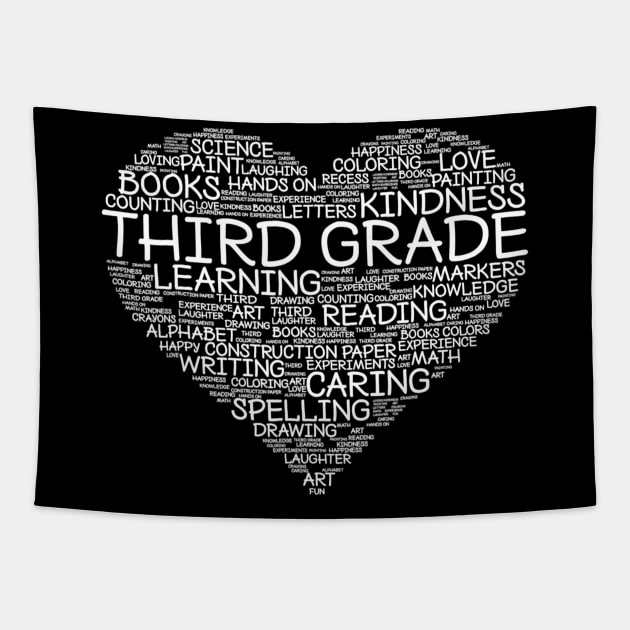 Third Grade Word Heart Tshirt 3Rd Grade Student  Teacher Tapestry by Kamarn Latin