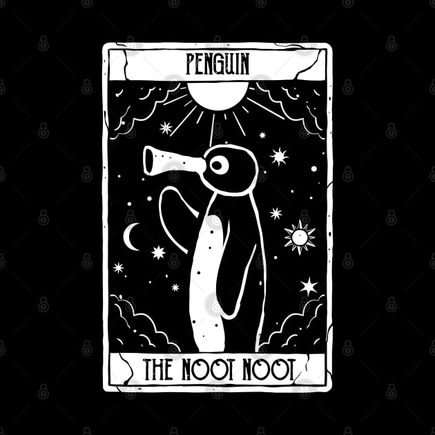 Noot Noot Funny Penguin tarot card Vintage Rainbow Distressed by A Comic Wizard