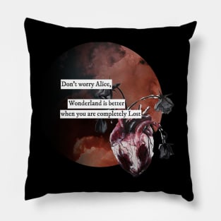 Horror movie, vintage, retro, Alice, aesthetic, cottagecore, nature, fantasy, Wonderland, Halloween, creepy, artsy, sky, gothic   Pillow