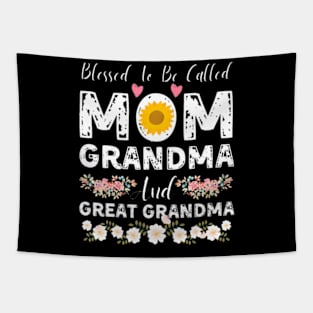 Blessed To Be Called Mom And Grandma Mothers Day Cute Floral Tapestry