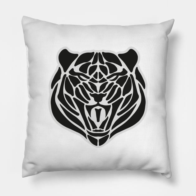 Abstract Tiger Head Pillow by shaldesign