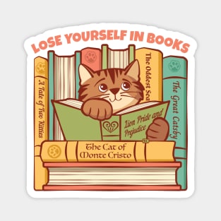 Lose Yourself in Books Kitten Magnet