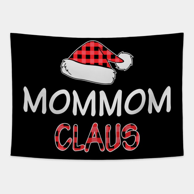 Red Plaid MomMom Claus Santa Hat Matching Family Christmas Gift Tapestry by BadDesignCo