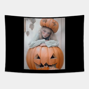 Halloween Pumpkin Girl Tapestry