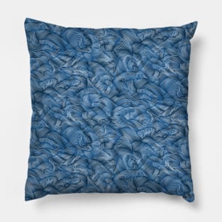 Ocean Waves in Classic Blue Pillow