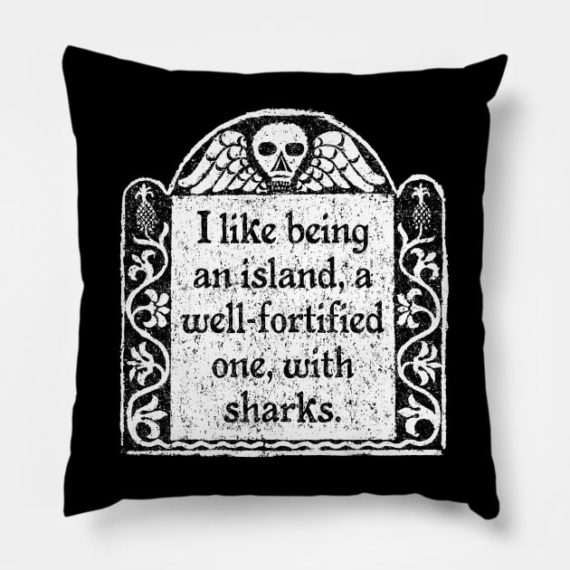 I Like Being an Island, Wednesday Addams Quote Pillow by MotiviTees