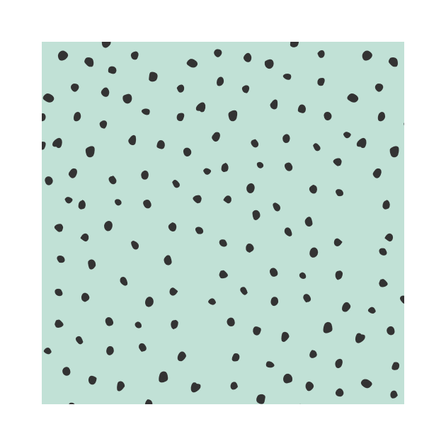 Pastel Green, Blue, Black Dot Print by BloomingDiaries