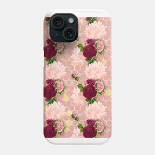 Honey Bee Neck Gator Pink Honeycomb and Roses Bee Pattern Phone Case