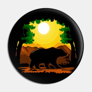 The bear is walking in the forest at night Pin