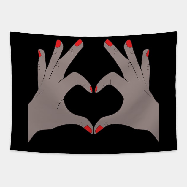 Hands Making Heart Shape Love Sign Language Valentine's Day Tapestry by Okuadinya