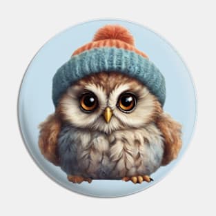 Baby Owl in a Cozy Woolly Hat with Enchanting Eyes! Pin