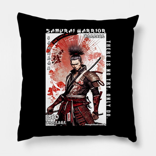 Samurai Warrior Pillow by QuirkyPrintShop