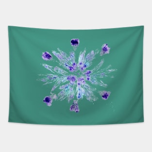 'Snowflake' nature print (green background) Tapestry