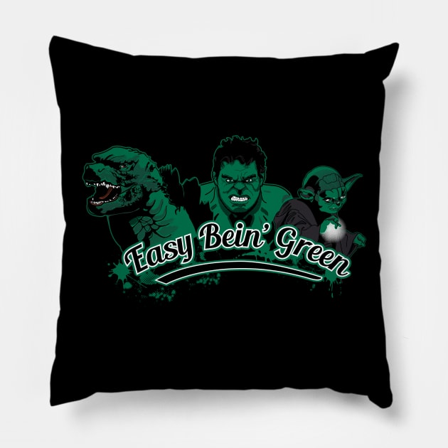 Easy Bein' Green Pillow by Heaze Tees