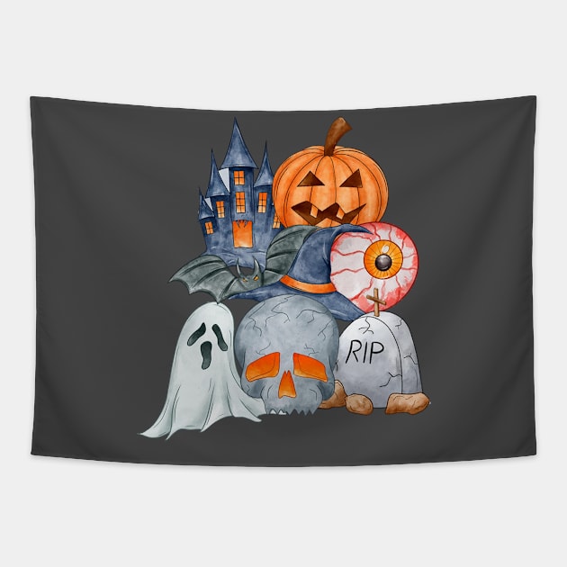 The Ultimate Halloween Theme Design Tapestry by Mako Design 