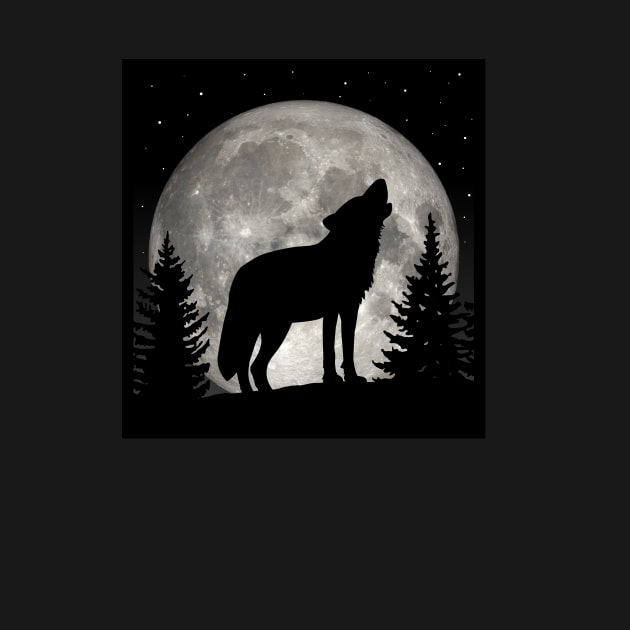 Howling Wolf wild animal in the forest by Cute Tees Kawaii