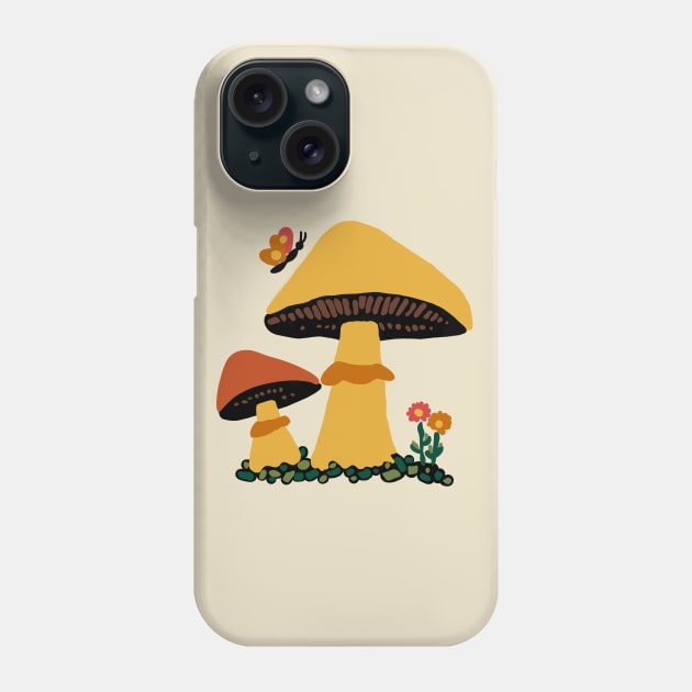 Retro Mushroom with Butterfly Phone Case by Kelliboo